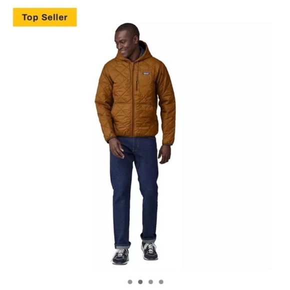 Patagonia Men's Medium Diamond Quilted Bomber Hooded Jacket Shelter Brown NWT - Picture 9 of 10